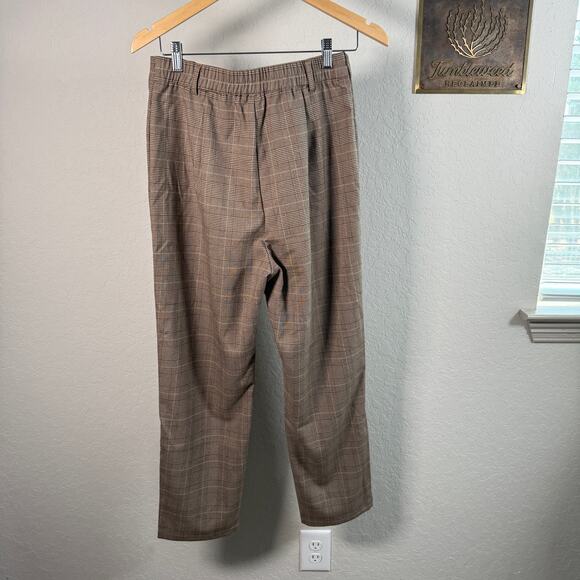 Women's Halara Brown Plaid Pull On Straight Leg Pants Size Medium NEW - Picture 6 of 10